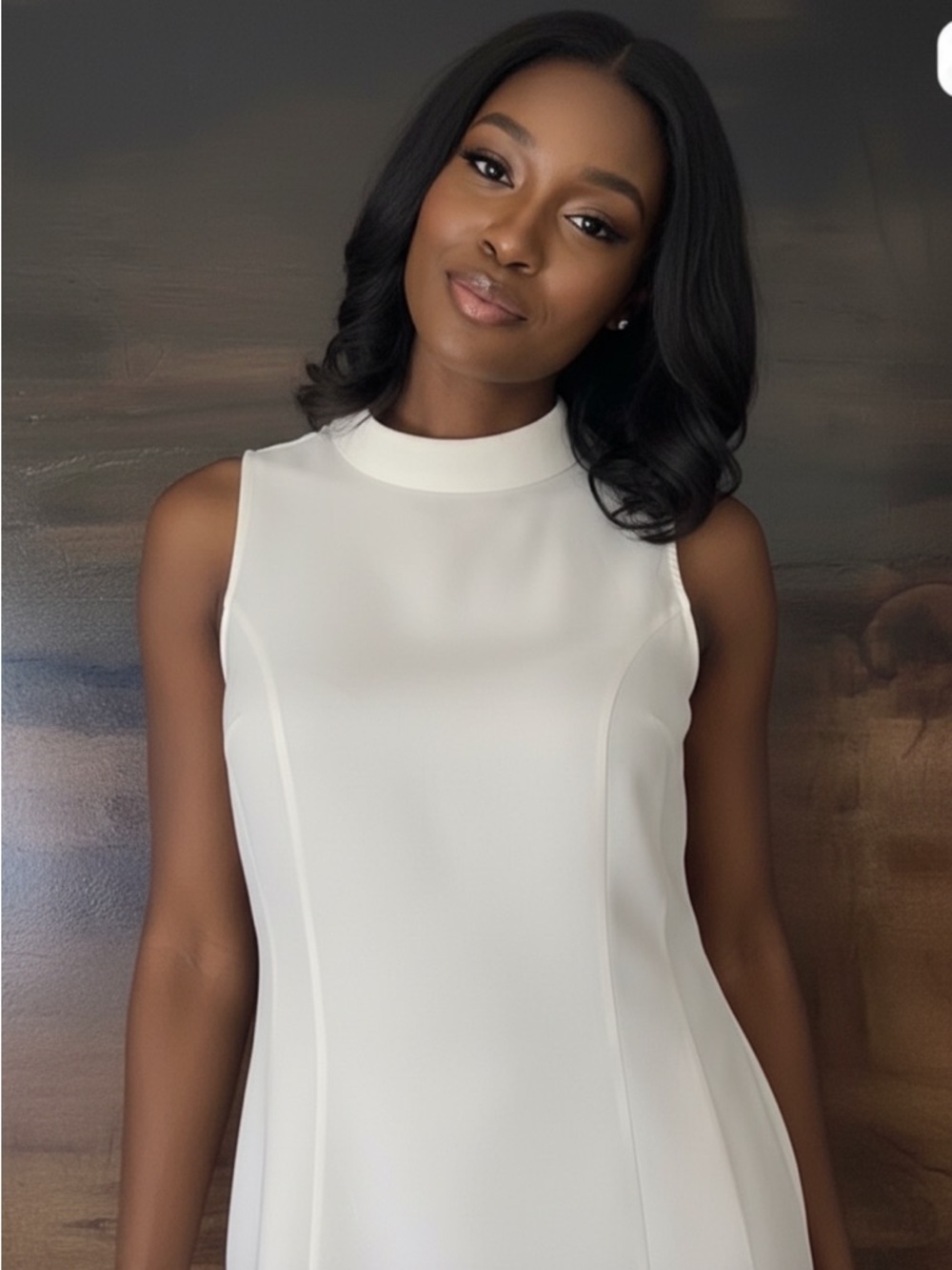 Renato Nucci 100% Silk Ivory High Neck Minimalist Blouse. Made in France. Size S
